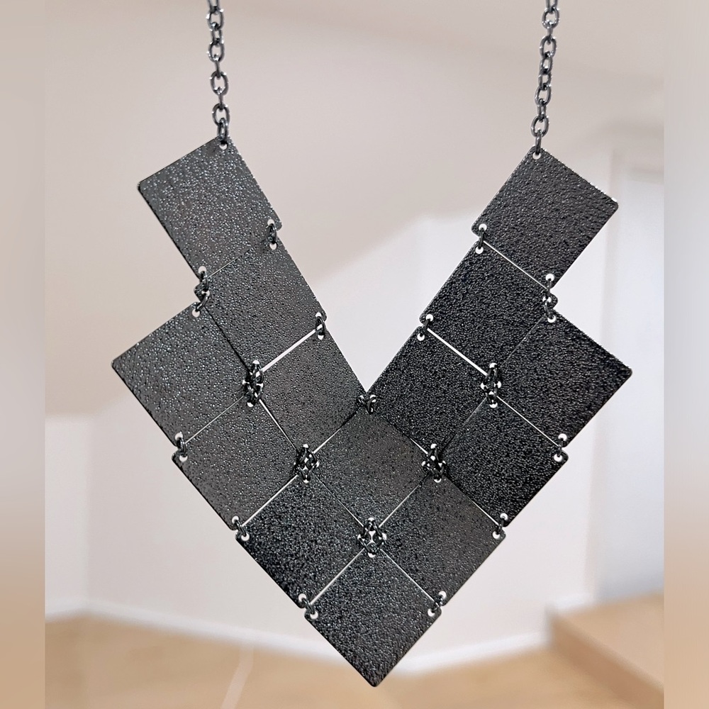 Gunmetal costume jewelry contemporary necklace